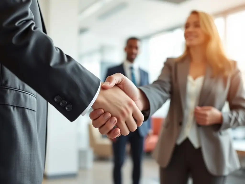 A handshake between an employer and a job seeker, representing the successful partnerships facilitated by Youths & Jobs.
